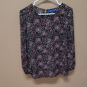 Apt. 9 Black and Red Heart Pattern Blouse ❤️🖤